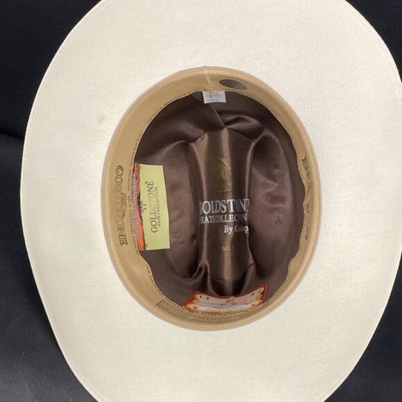 White and Brown Western Cowboy Hat - Picture 3 of 5